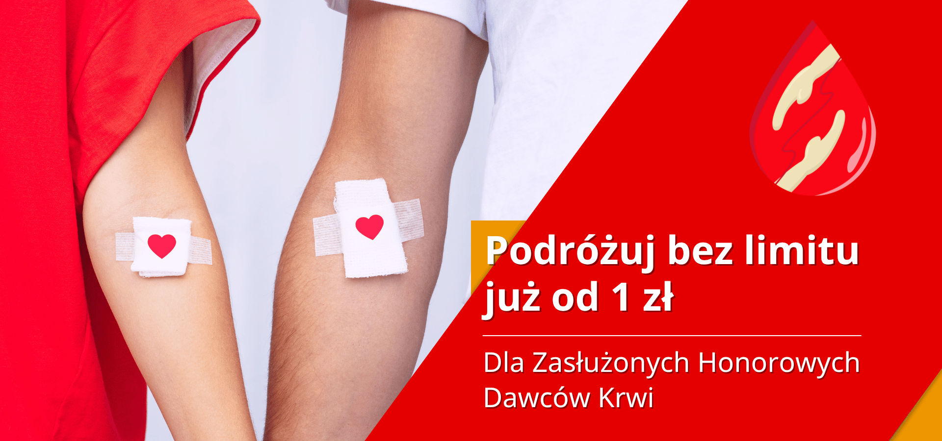 banner dotyczący oferty dla Zasłużonych Honorowych Dawców Krwi