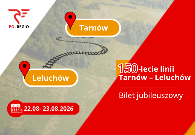 Bilet jubileuszowy na 150-lecie linii kolejowej nr 96 Tarnów – Leluchów