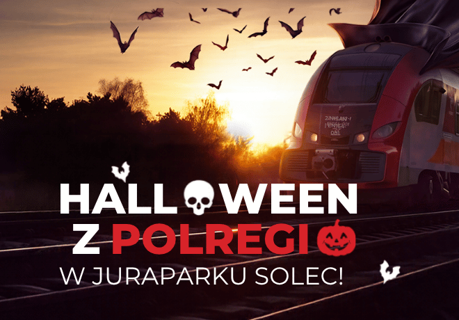 Pociągiem POLREGIO na Halloween w JuraParku Solec. 
