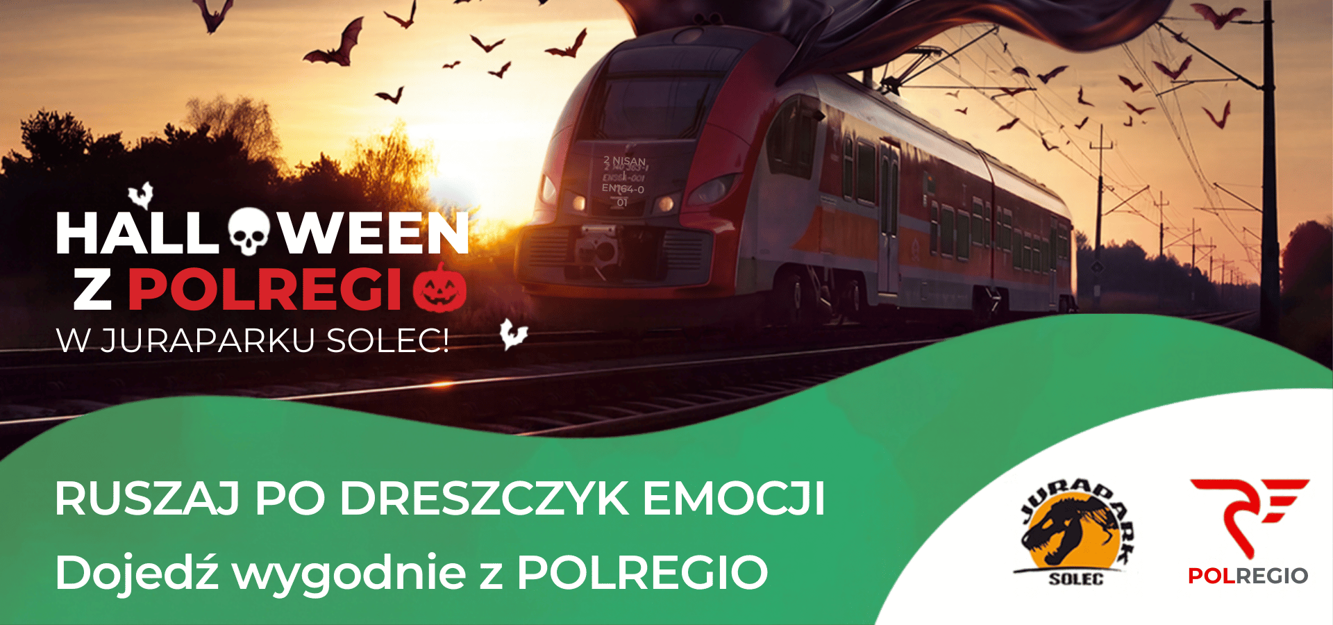 Pociągiem POLREGIO na Halloween w JuraParku Solec. 